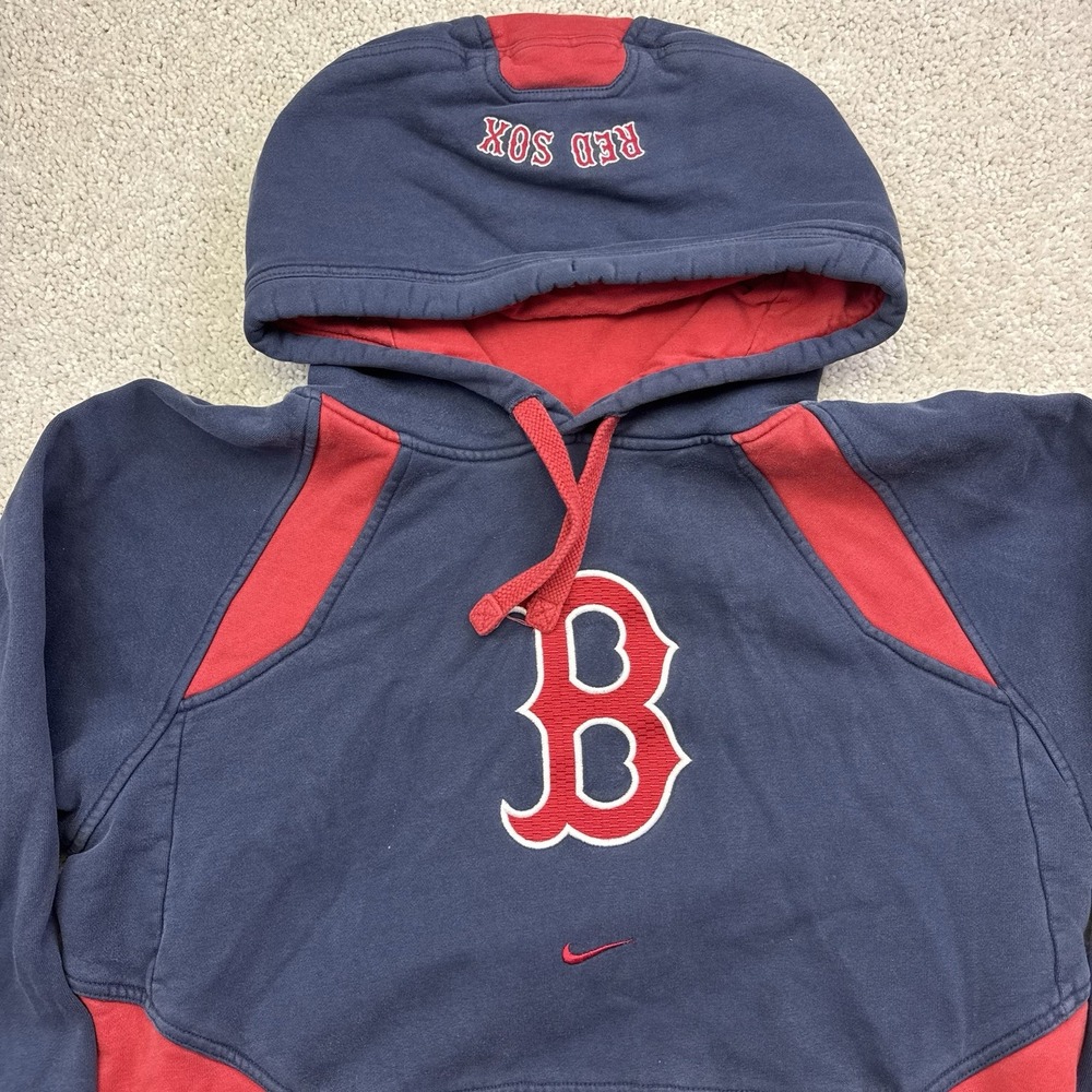 Vintage Y2K Nike Boston Red Sox Hoodie Center Swoosh Sweatshirt Mens Small Blue